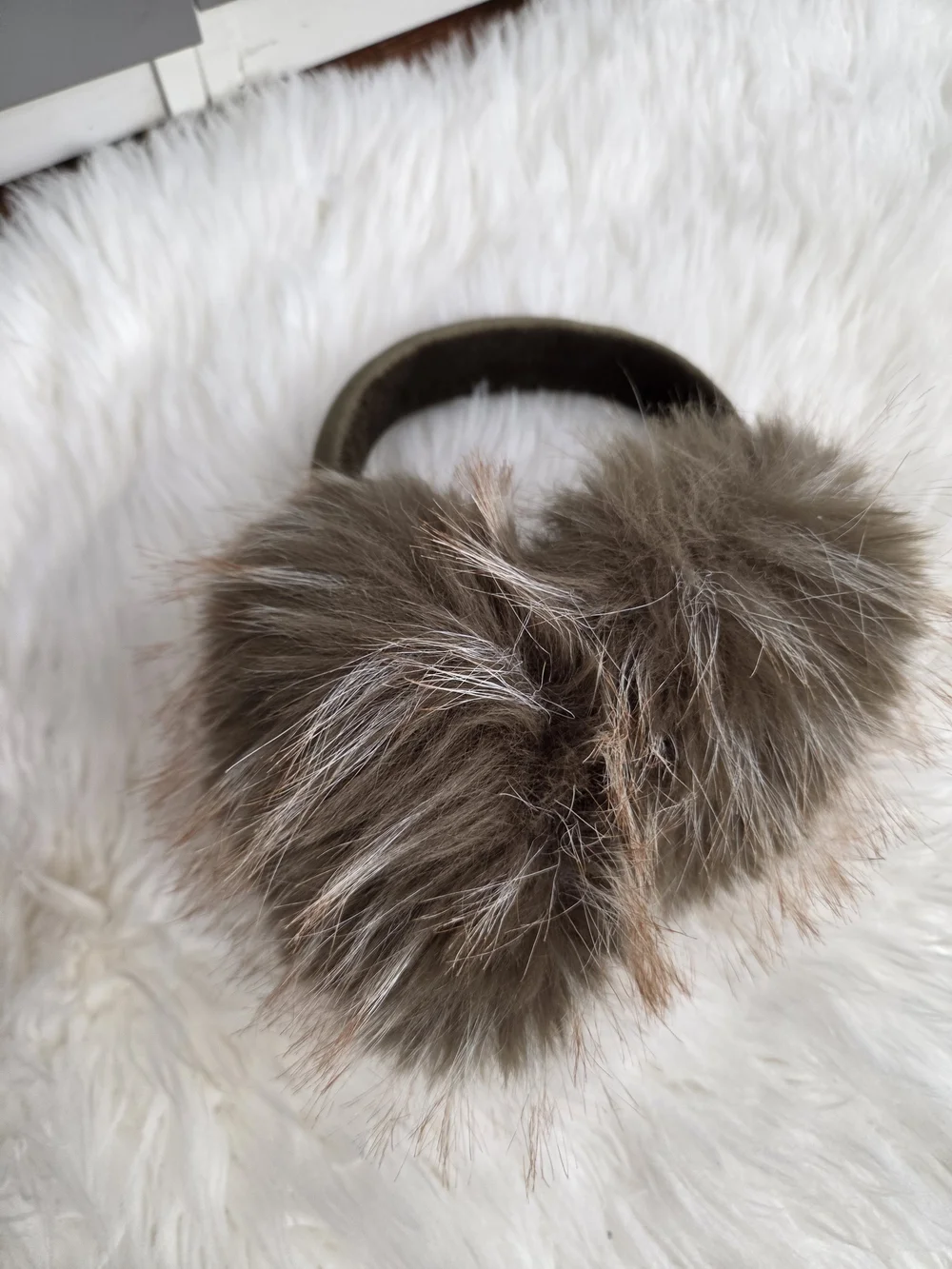 Anthropologie Violet & Brooks Faux Fur Ear Muffs - Brown with Taupe Highlights